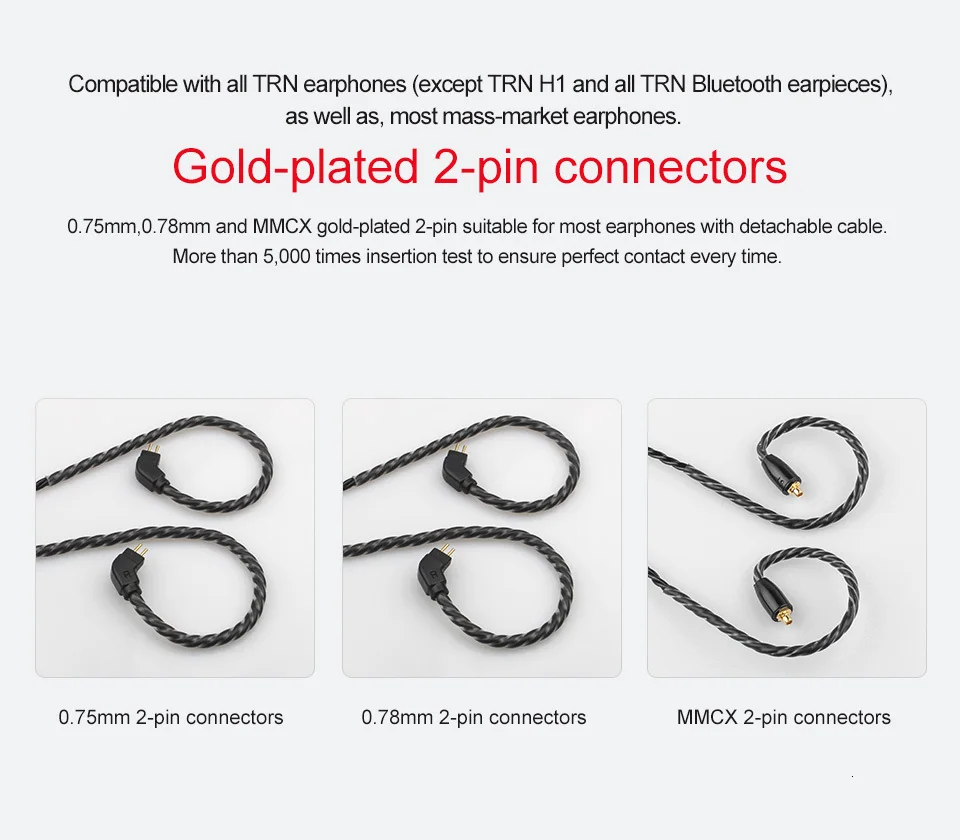 TRN 6 сердечник высокой чистоты медный кабель с 3,5 мм MMCX/2Pin разъем для TFZ TRN V30 V80 IM1 C10