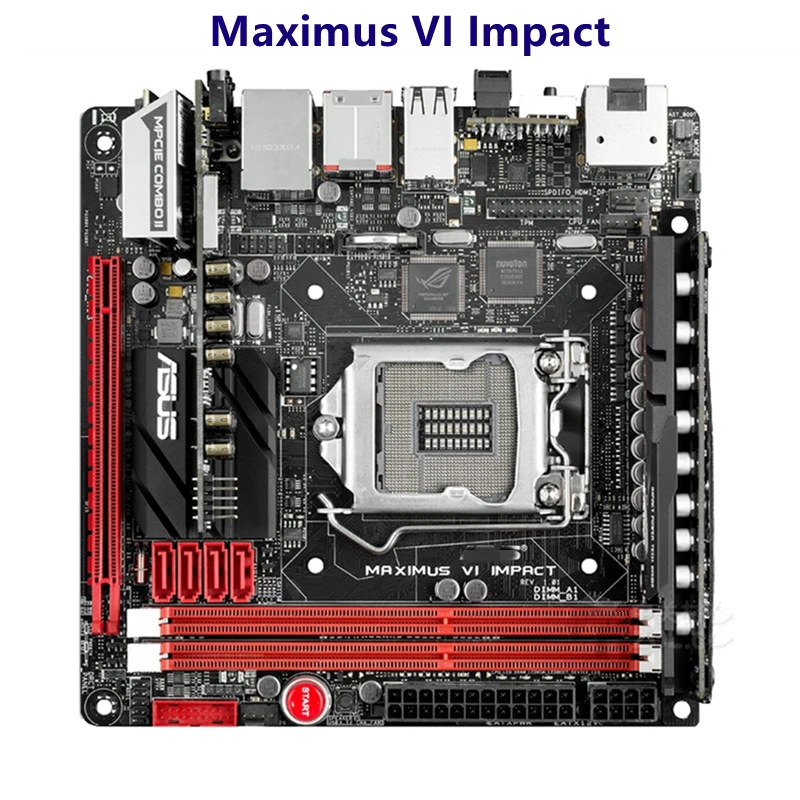 Для aSUS ROG MAXIMUS VI IMPACT LGA 1150 Intel Z87 б/у материнская плата DDR3 Xeon E3 Core i7-4770K ЦП PCI-E 3 0 Mini-ITX |