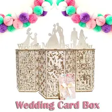 DIY Wooden Wedding Card Box Rustic Greeting Sign Holder for Anniversary Bridal Shower Birthday Decoration Party Supplies