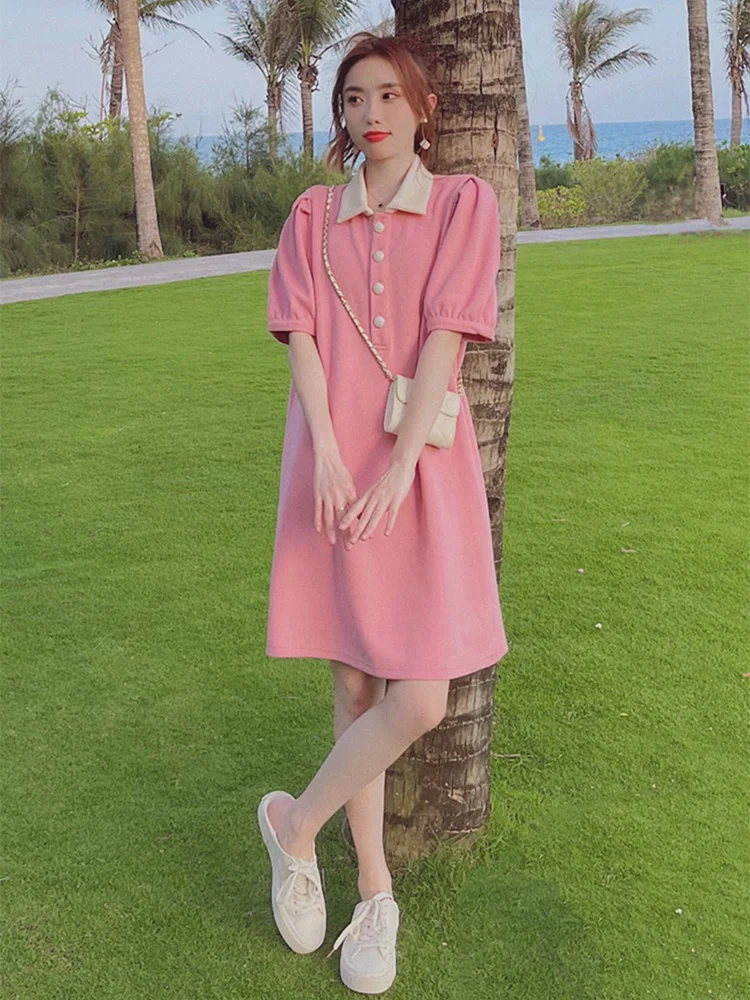 

Женское платье, Новинка лета 2021, стильная повседневная модная дизайнерская нишевая милая и нежная юбка-поло средней длины