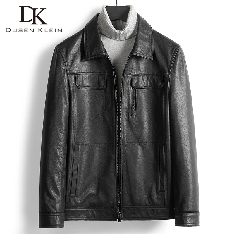 

Мужская куртка из натуральной коровьей кожи, повседневная короткая черная куртка с карманами, осень 2020, новое пальто для мужчин N19030