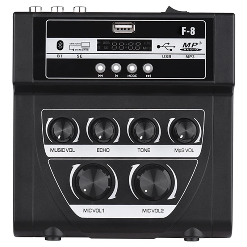 

Mini Musical Microphone Stereo Echo Mixer Support BT Recording MP3 US Plug