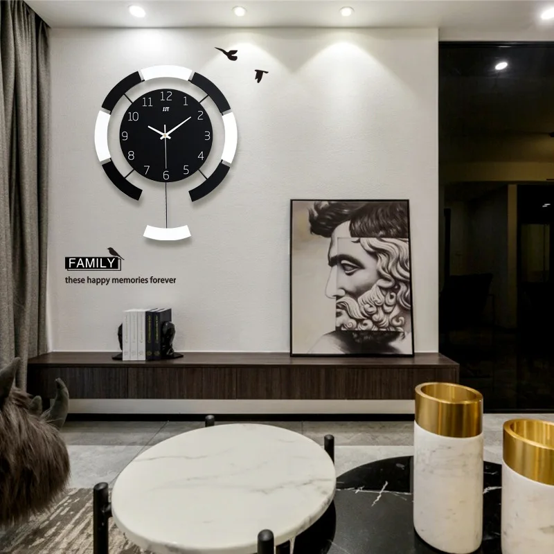 

1314 Cool Simple Clock Wall Clock Living Room Creative Wood Clock Household Art Decoration Quartz Clock Electronic, Wall Clocks,