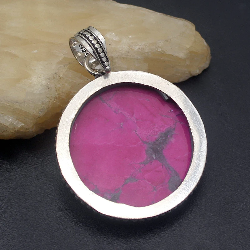 Винтажное колье с круглым кулоном из стерлингового серебра 925 пробы 2 дюйма 1/4 H325 |