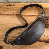 contacts 100 crazy horse leather waist packs travel fanny pack for men leather waist bag male belt bag multifunction chest bag