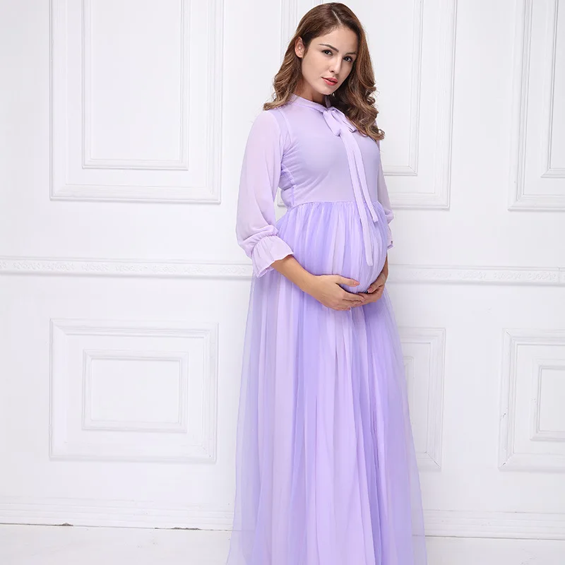New maternity dresses for photo shoot pregnancy dress photography purple maternity gown Long dress Q1002