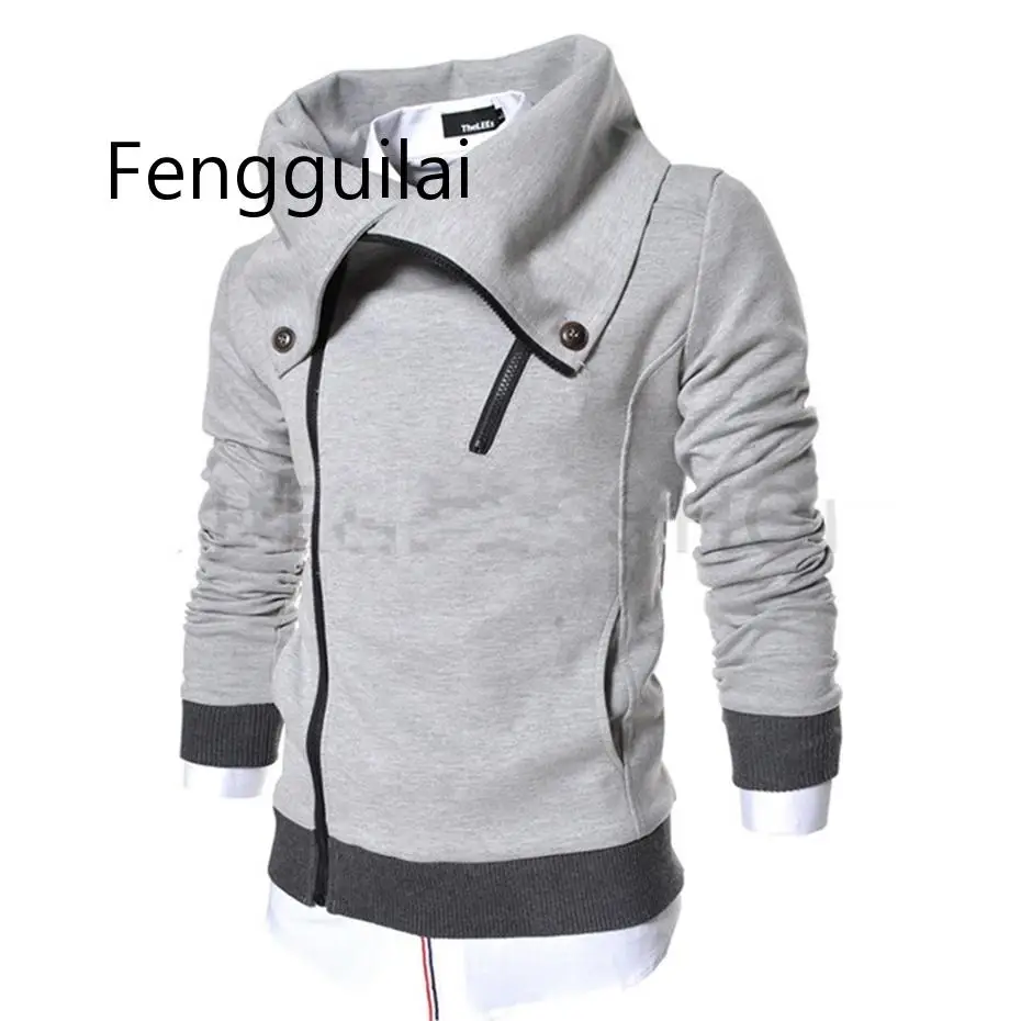 

FENGGUILAI Hoodies Men 2019 Brand Male Long Sleeve Solid Color Hooded Sweatshirt Men Zipper Black Big Size Autumn Sweatshirts
