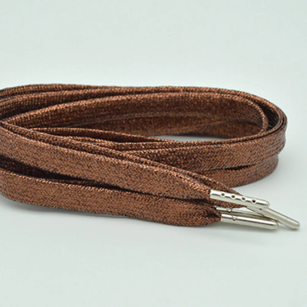 1 пара плоские шнурки серебристого цвета с металлическим наконечником фактурой