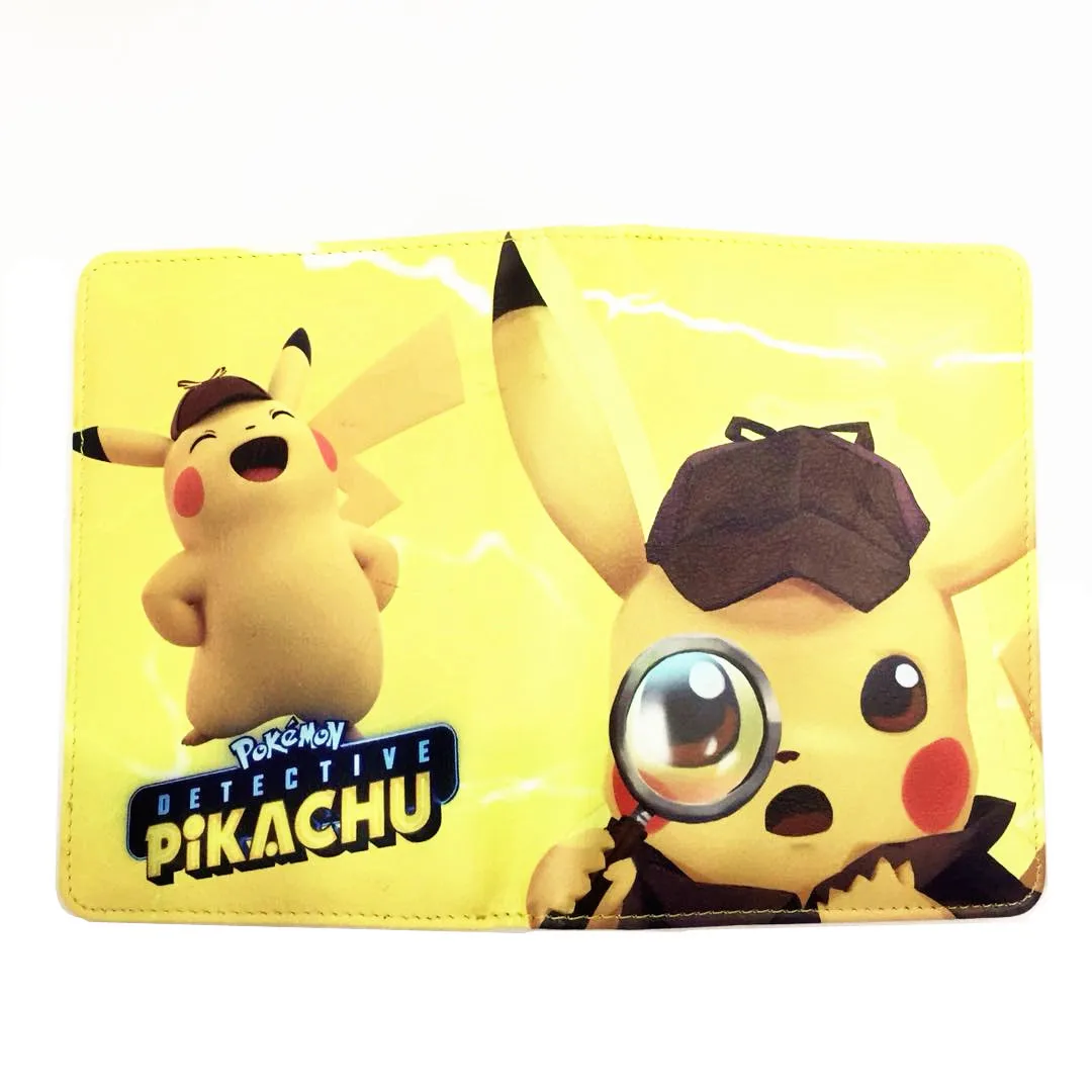 Pokemon Detective Pikachu, ПУ Обложка для паспорта, ID, кредитницы, для женщин и мужчин, держатель для паспорта, Мультяшные Двойные кошельки, милые