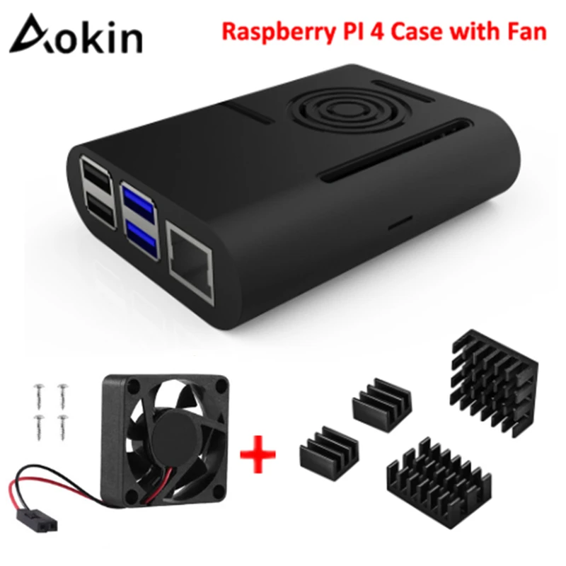 Чехол для Raspberry Pi 4 с вентилятором охлаждения черный/белый/прозрачный|Аксессуары