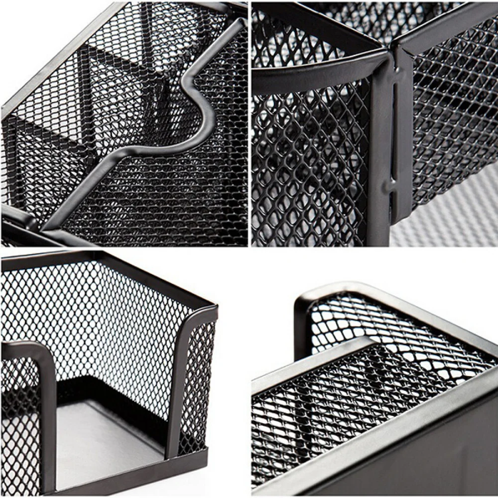 

3-Compartments Multifunctional Desk Organizer Pencil Cup Pen Holder Office Supplies Desktop Stationery Storage Box (Black)