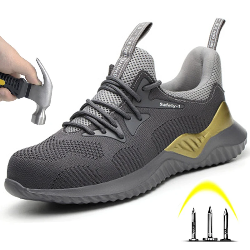 Мужская рабочая обувь Всесезонная защитная защита от ударов проколов легкая и