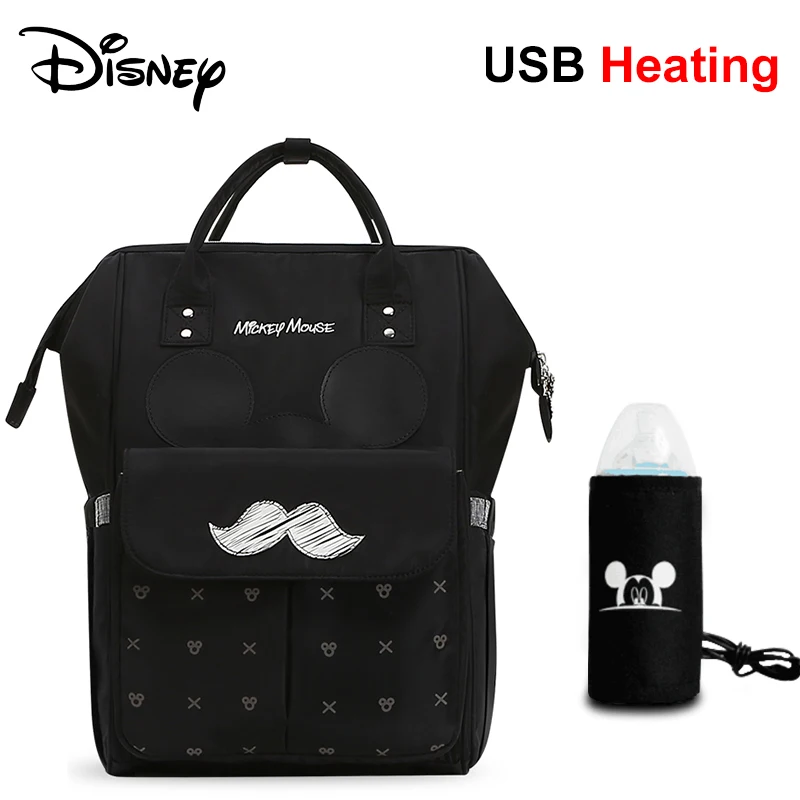 Mocha Black Disney Mocha Милая водонепроницаемая сумка для подгузников USB бутылочка для кормления дорожный Рюкзак Детские сумки для мамы сумка для хранения сумки для мам - Цвет: Mocha Black