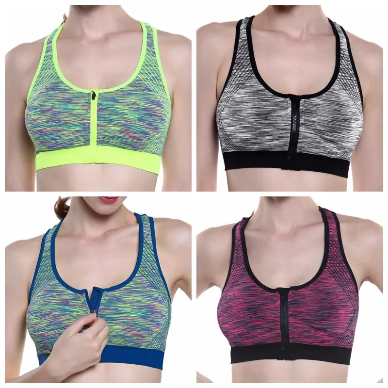 Женский удобный дышащий Повседневный бюстгальтер на молнии спереди для фитнеса