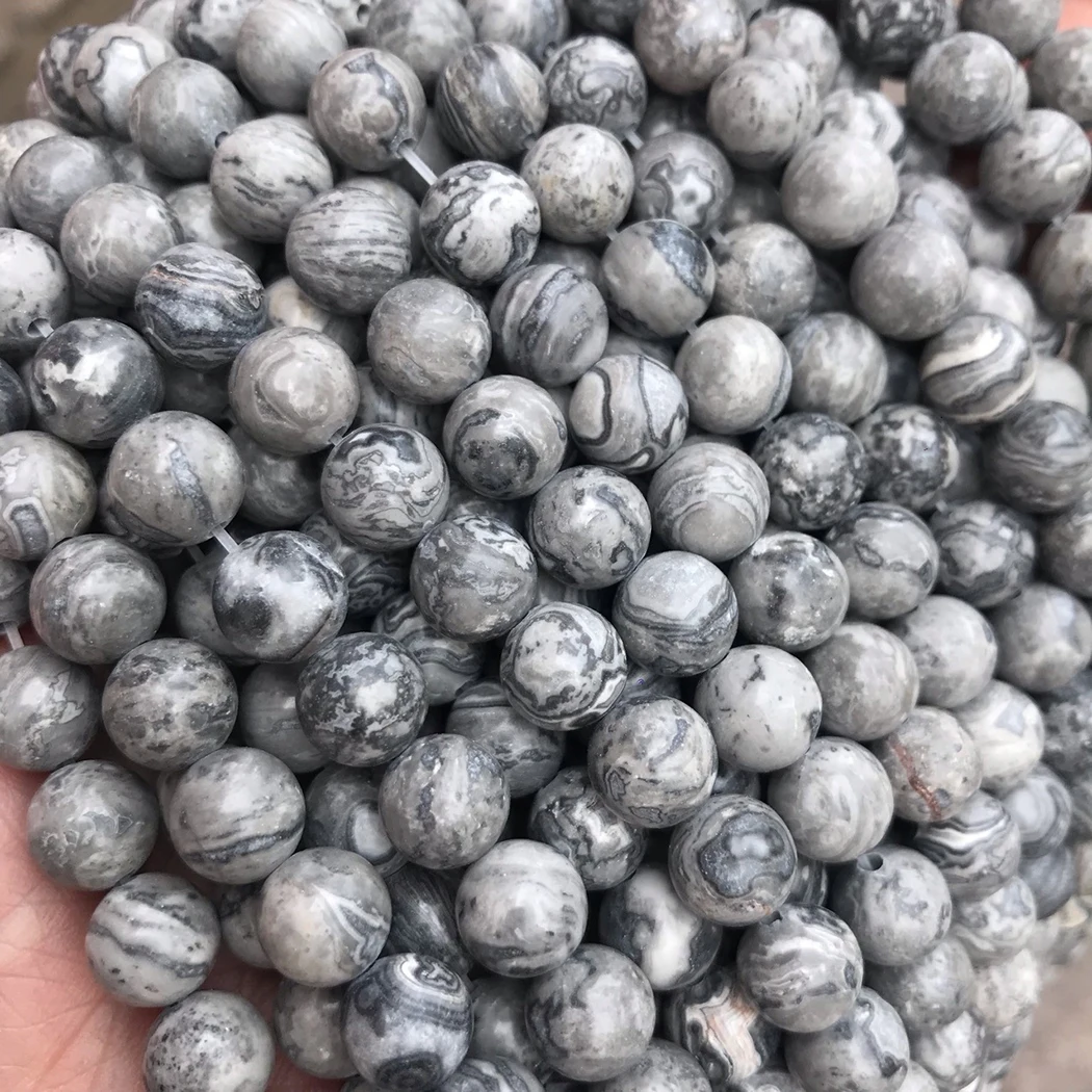 Натуральная карта яшма камень 4-12 мм Круглый драгоценный бусины для 925