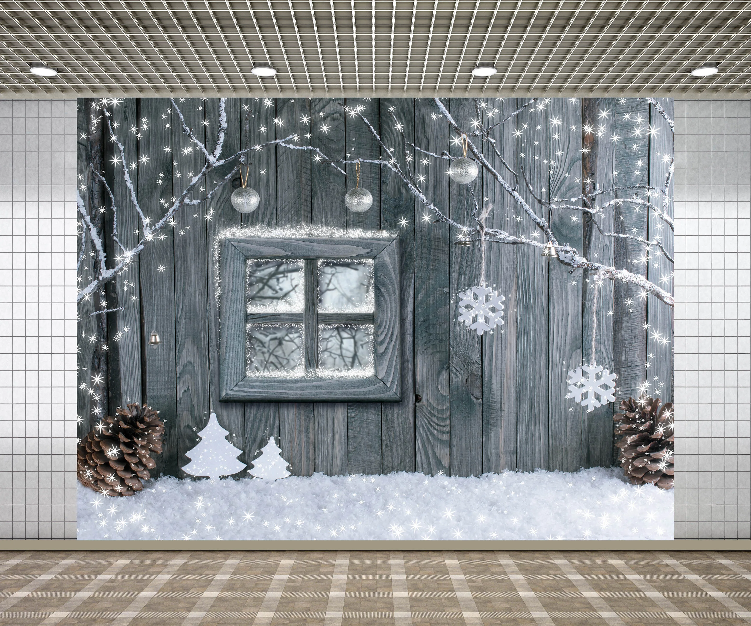 

Фон Lyavshi для фотосъемки с изображением снежинок и деревянных досок, Рождественский фон для фотостудии