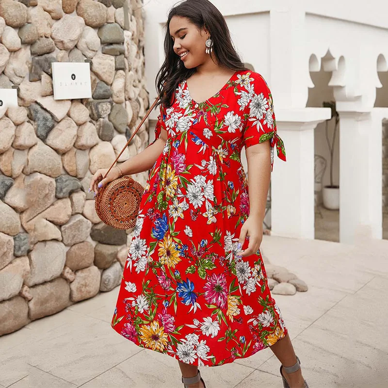 Летние Размеры d стиль бохо женское платье из хлопчатобумажной ткани в цветочек