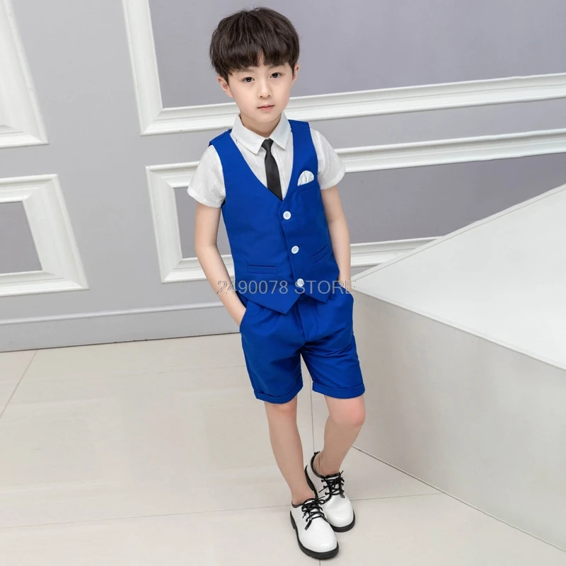 Boys Clothing Set Summer Baby Kids Prince Suit Gentleman Vest+ Pants 2pcs Boy Formal Wedding Birthday Party Costume F126 |