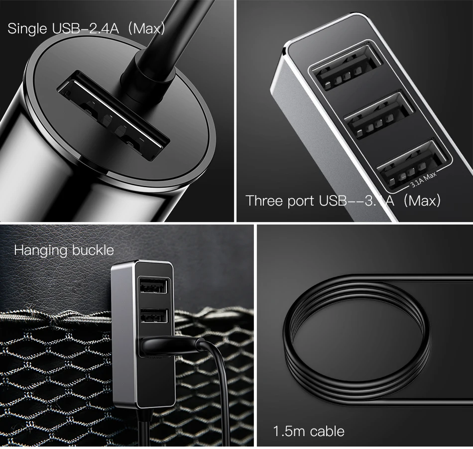 Baseus мульти 4 порта USB Автомобильное зарядное устройство несколько 5.5A турбо Быстрая автомобильная зарядка USB зарядное устройство для iPhone X samsung Xiaomi Мобильный телефон