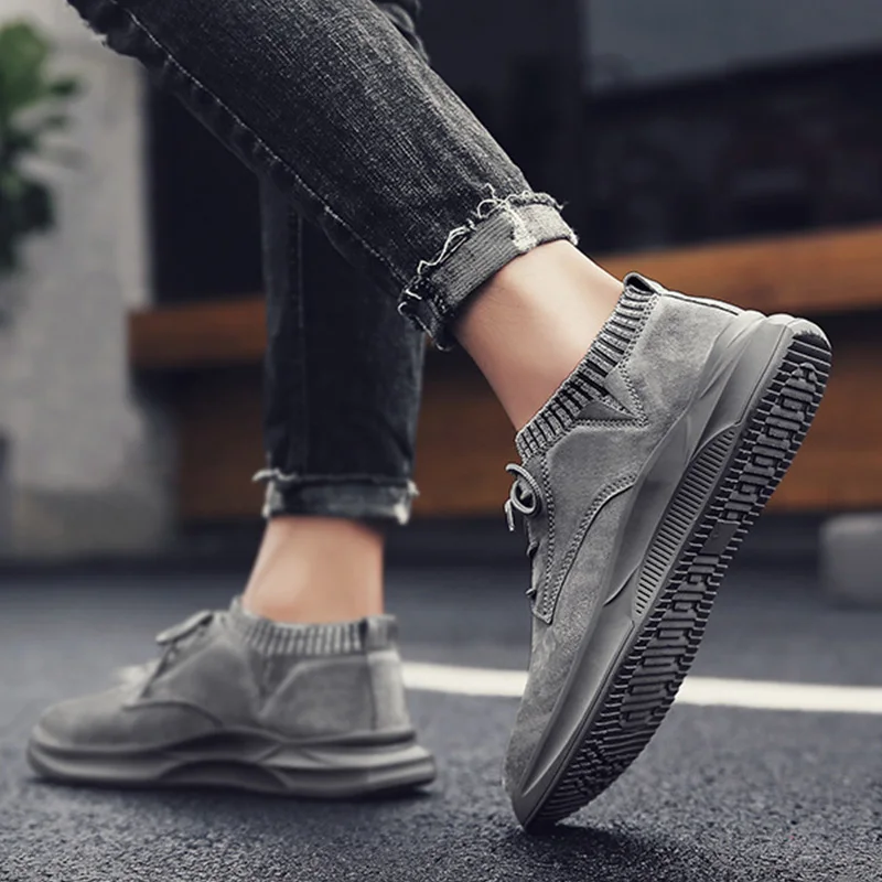 2020 Новое поступление мужская обувь замшевые кожаные лоферы без шнуровки носок