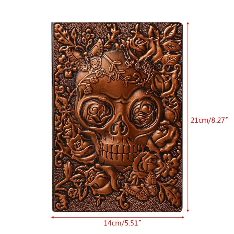 

Creative Skull Flower Embossed A5 Leather Notebook Journal Notepad Travel Diary Planner School Office Supplies