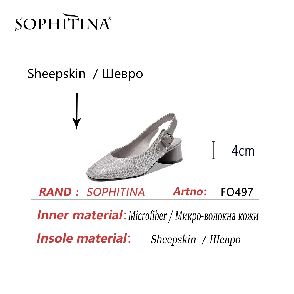 

SOPHITINA Square Heel Mid Office Lady Women Shoes Sandals Summer Stylish New Square Toe Genuine Leather Slingback 2021 FO497