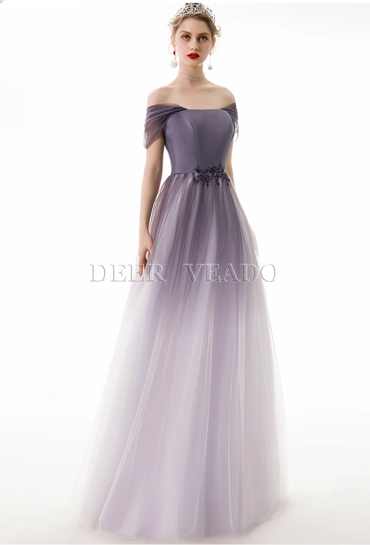 DEERVEADO Robe De Soiree линия открытая спина бисерное вечернее платье длинное официальное вечернее платье Тюль элегантное вечернее платье YS456