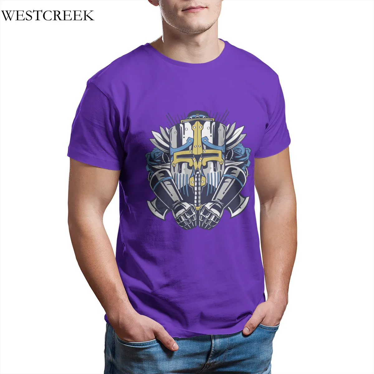 

Wholesale Men's T-Shirt Helmet Flower T-Shirt Print Games Short Sleeve Tshirts 35026