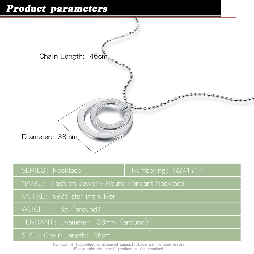 Ожерелье из чистого серебра 925 пробы с геометрическими элементами женское