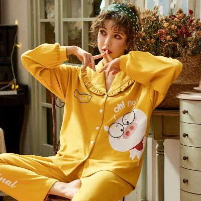 NL6607 Зимняя женская пижама, Корейская, 2 шт, набор, пижама, женская, длинный рукав, хлопок, кавайная, размера плюс, Пижама для сна - Цвет: NL6607