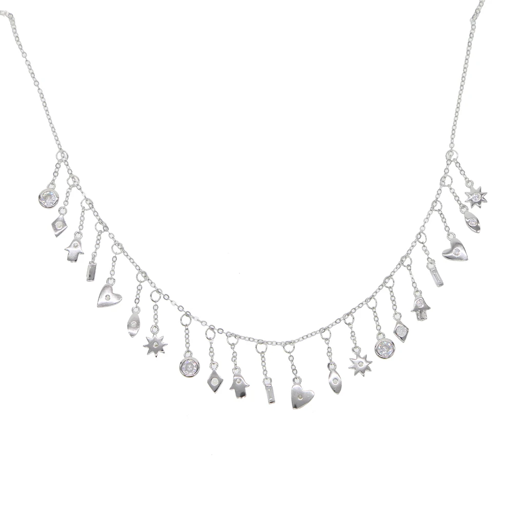 Женский чокер из серебра 925 пробы с кулоном в виде Луны и звезды|Ожерелья| |