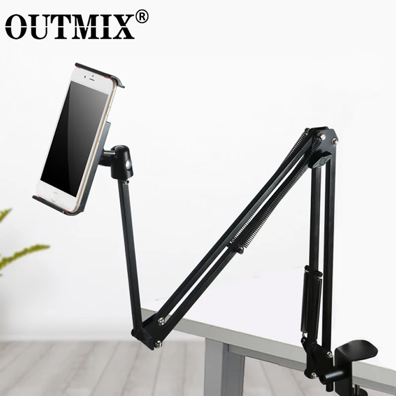 OUTMIX 360 Degree Long Arm Tablet Holder Stand for 4-12.9inch Tablet Smartphone Bed Desktop Lazy Holder Bracket Support for iPad