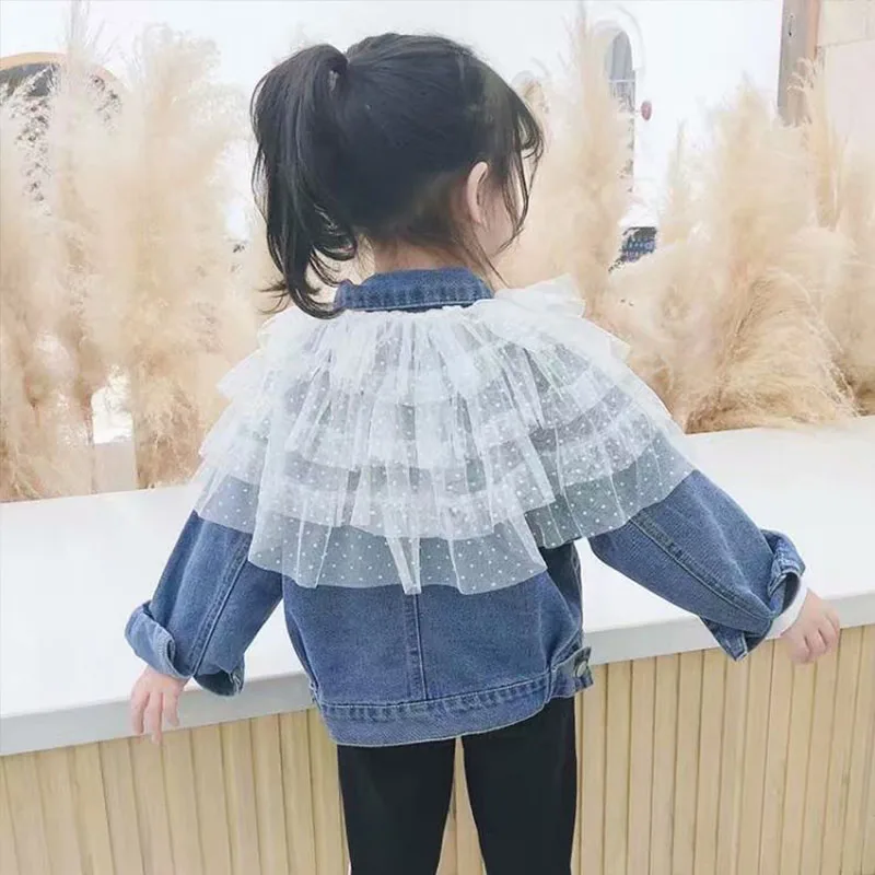 

Chaqueta vaquera para ninos gabardina de tela vaquera para nina chaquetas bordadas ropa para nina abrigo de encaje