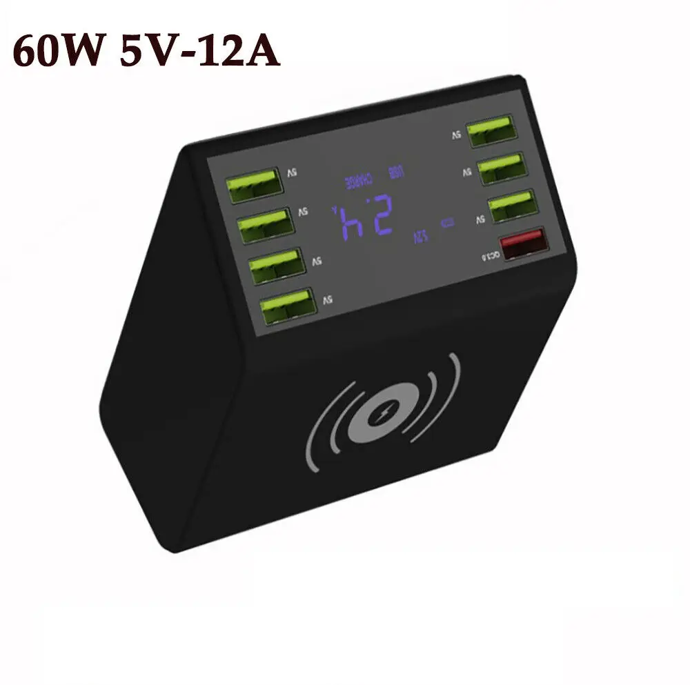 8 портов Быстрая зарядка USB зарядное устройство QC 3 0 Smart power Adapter станция ЖК-дисплей