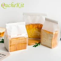 50pcs thick baking toast self sealing toast package bag candy bags transparent window cotton paper curling wire sealing bag