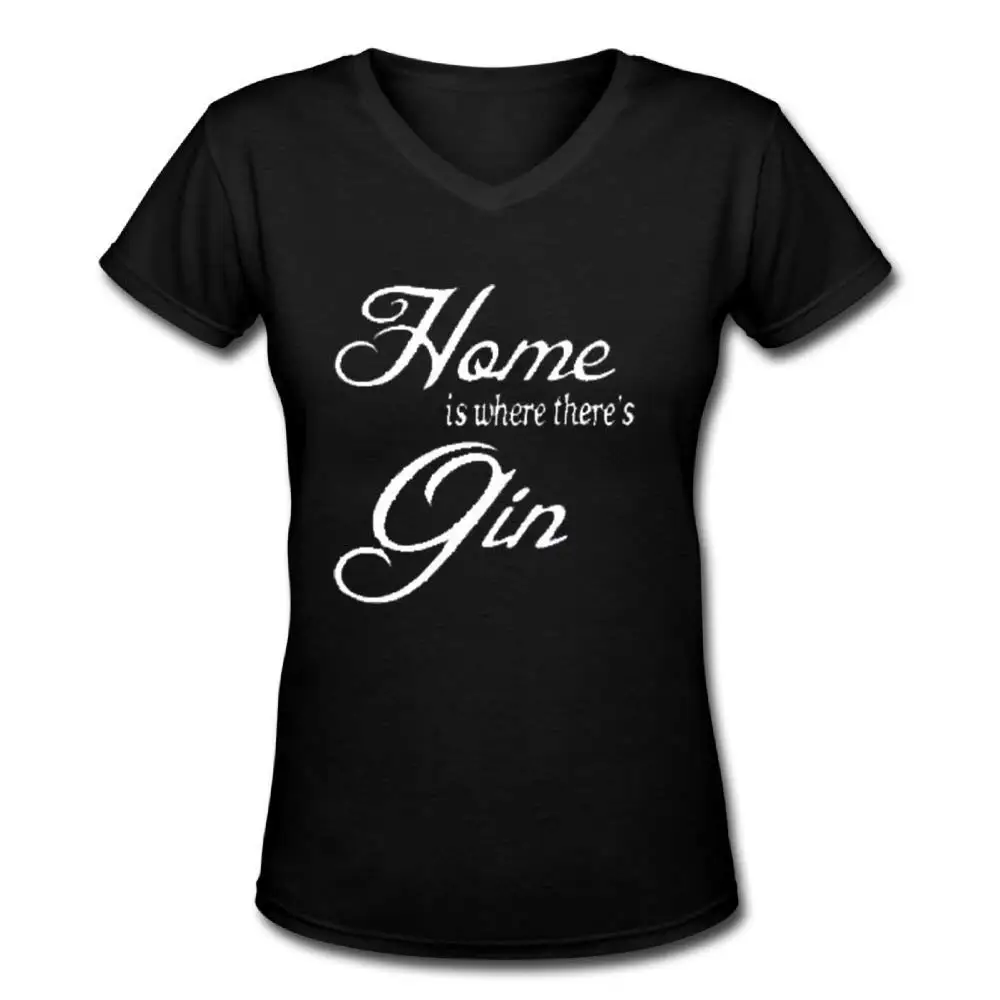 NiceFGHFG T Home is Where There's Gin Womens FGHFG GHFG Neck Shirt |