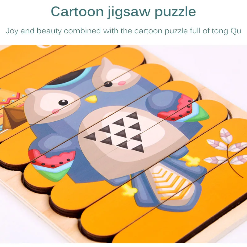 

Wooden 3D Puzzle Toy Kid Creative Brain Strip Type Puzzles Double-Sided Telling Stories Stacking Jigsaw Montessori Learning Toys