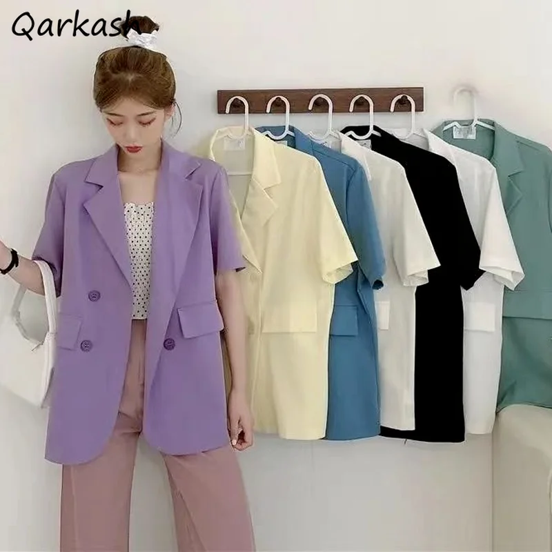 

Blazers Women Stylish Candy Colors Chic Summer Sweet Girls Outerwear Female Street Style Loose All-match Basic Mujer Soft Causal