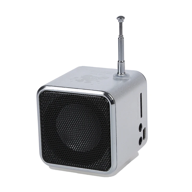 TD-V26 портативный мини цифровой динамик с микро SD / TF USB /FM-серебро-с 1 кабелем и аудио
