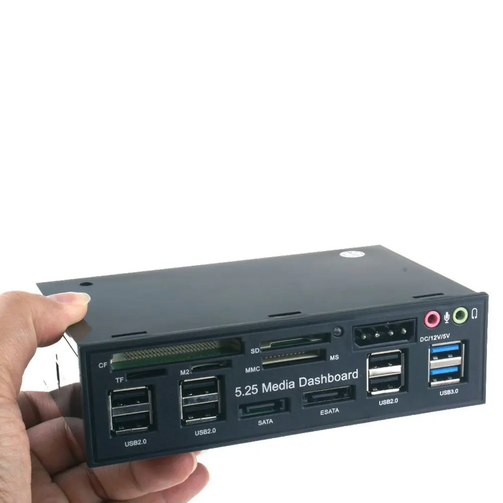 

5.25" Pc Front Panel Dashboard Media Usb 3.0 Hub Audio Esata Sata Card Reader Desktop Optical Drive Multifunctional Panel 525E