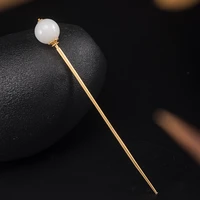 bastiee gold plated s925 sterling silver hair stick jade bead hair hanfu accessories for women luxury jewelry