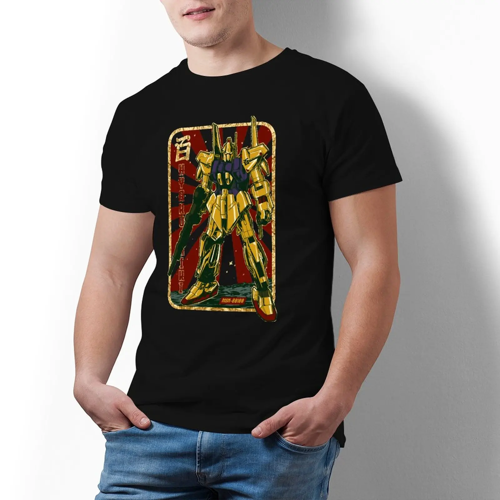 

Bandai Gundam MSN-00100 Retro Hyaku Shiki T Shirt Anime Oversize Classic T-Shirt Printed 100 Cotton Tee Shirt Mens
