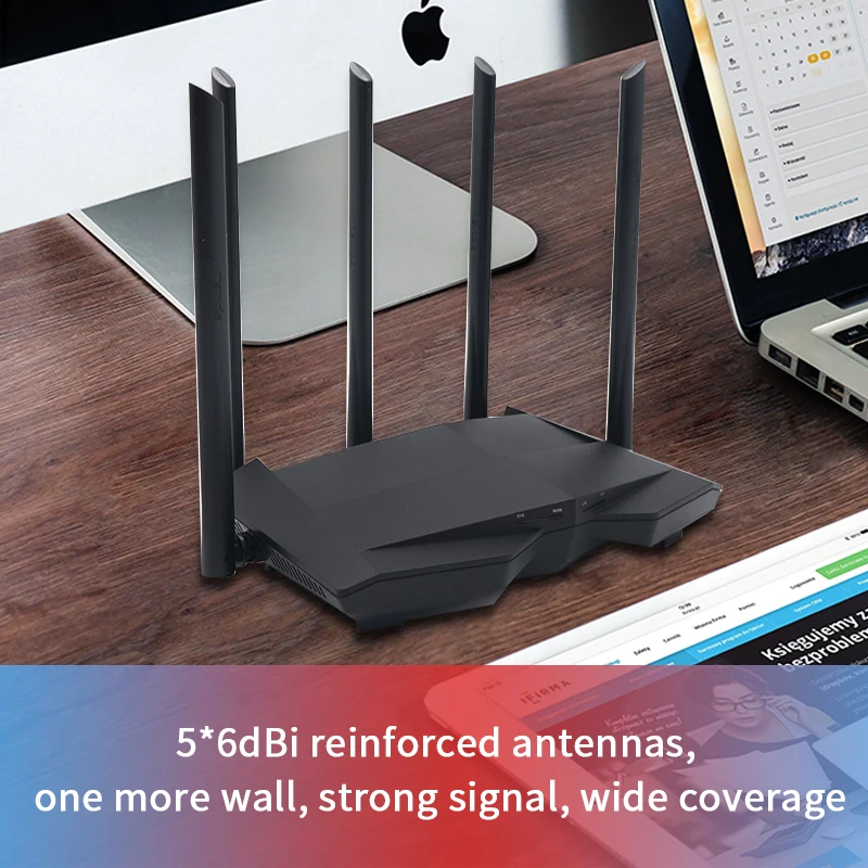 GLC11 Gigabit AC1200 Wireless Router Dual-Band Wifi Repeate with 5*6dBi High Gain Antennas Wider Coverage, Easy Setup