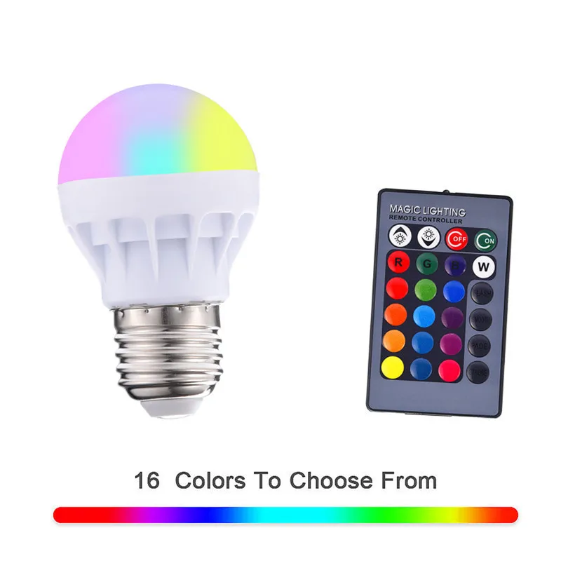 E27 умные светодиодные rgb лампы с регулируемой яркостью лампы прожектора E27 лампы 3W светодиодные лампы, которые меняют цвет+ 24 ключа ИК пульт дистанционного управления