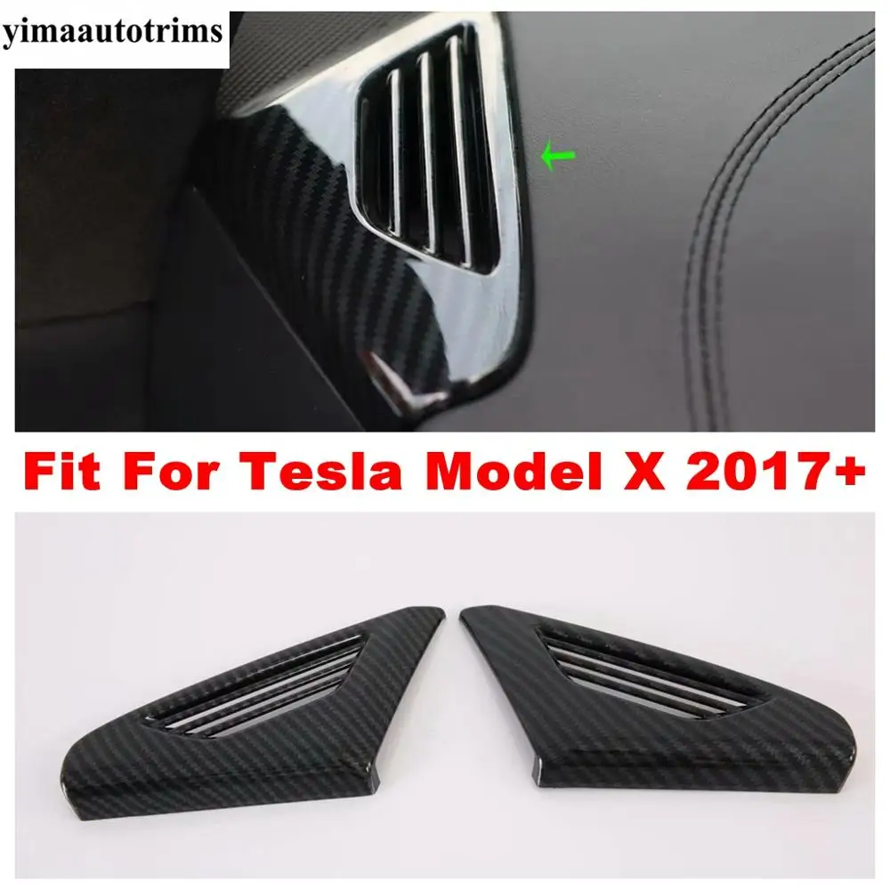 

Front Dashboard Air Conditioning AC Vent Outlet Cover Trim For Tesla Model X 2017 - 2020 2pcs Carbon Fiber Look Interior Refit