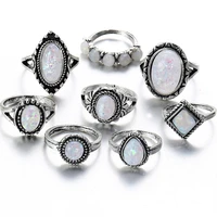 women simple bohemia vintage crystal ring hollow flowers fashion jewelry gift
