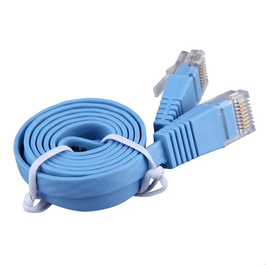 Плоский сетевой Ethernet патч кабель RJ45 CAT6 8P8C Lan различной длины 0 5 м/1 м/2 м/5 м/10 м синий