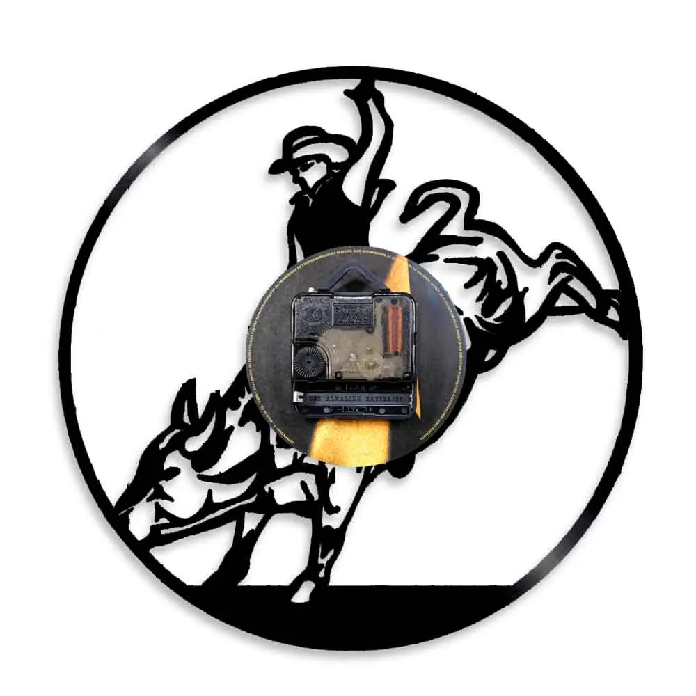 Винтажные настенные часы Wild West Bull Rider ковбойские виниловые с записью