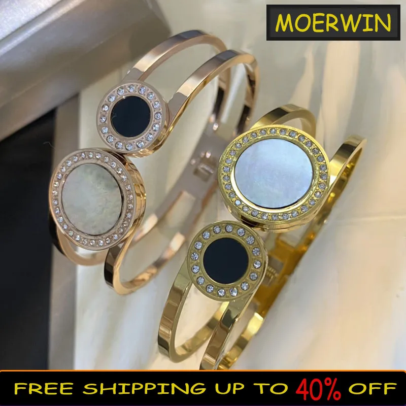 New Luxury Fashion Black And White Shell Bangle Men And Women Couple Bracelet Domineering Classic Brand Jewelry Christmas Gift