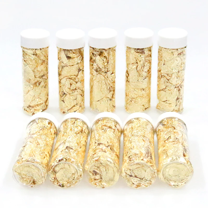 2g 10pcs 10 бутылок декоративные блюда из настоящего золота для приготовления тортов шоколадные золотые хлопья маска для лица съедобные настоящие золотые листья хлопья - Цвет: 2g 10pcs